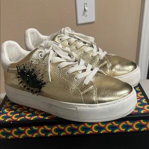 Kurt Geiger Gold Sneakers with Eye Detail